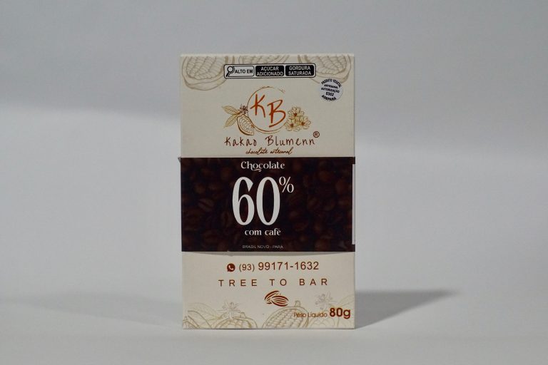 Chocolate 60% cacau com café Kakao Blumenn – barra artesanal
