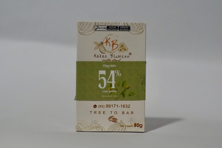 Chocolate 54% cacau com jambu Kakao Blumenn – barra artesanal