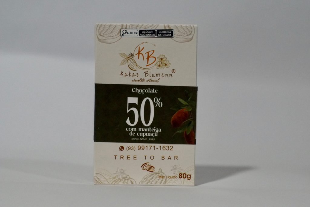Chocolate 50% cacau com manteiga de cupuaçu Kakao Blumenn – barra artesanal