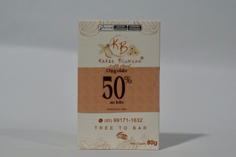 Chocolate 50% cacau ao leite Kakao Blumenn – barra artesanal