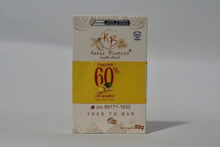Chocolate 60% cacau com gengibre Kakao Blumenn – barra artesanal